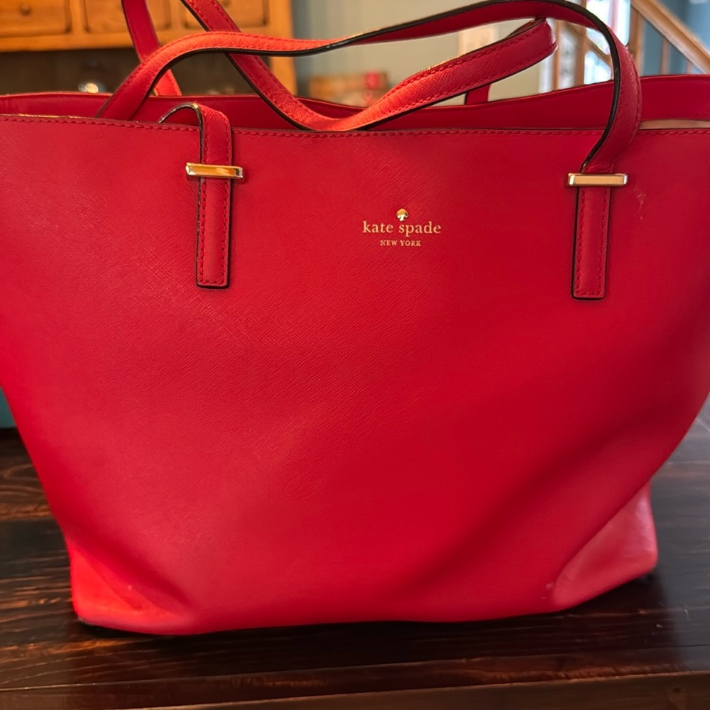 kate spade Red Leather Tote Bag